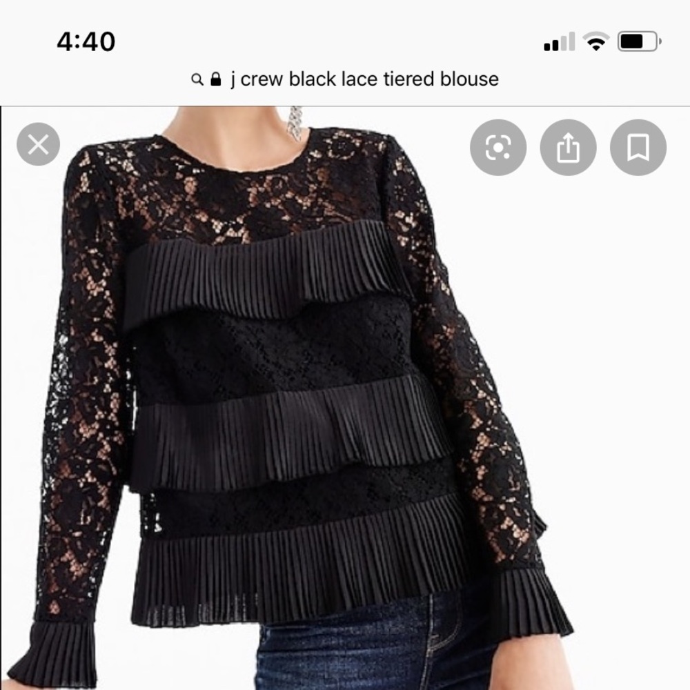 JCrew pleated Tier Lace Blouse
